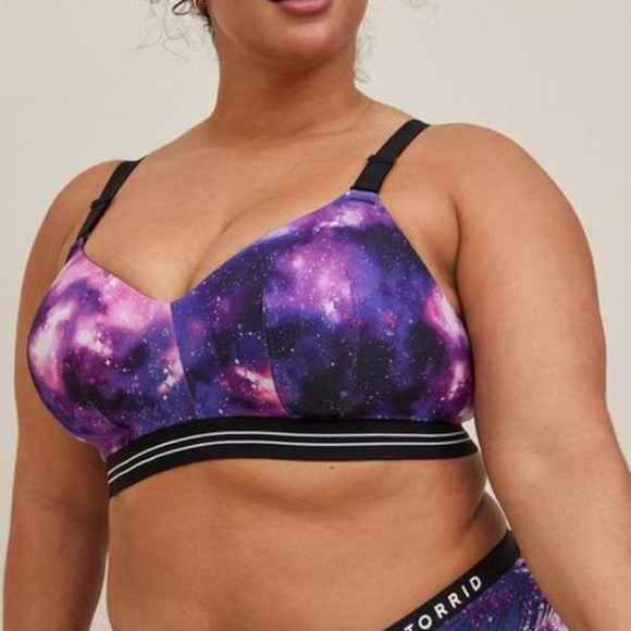 🌟 Size 42G Galaxy Print Torrid Active dream bra sports women's purple ☪️ 🌟 - Picture 2 of 9